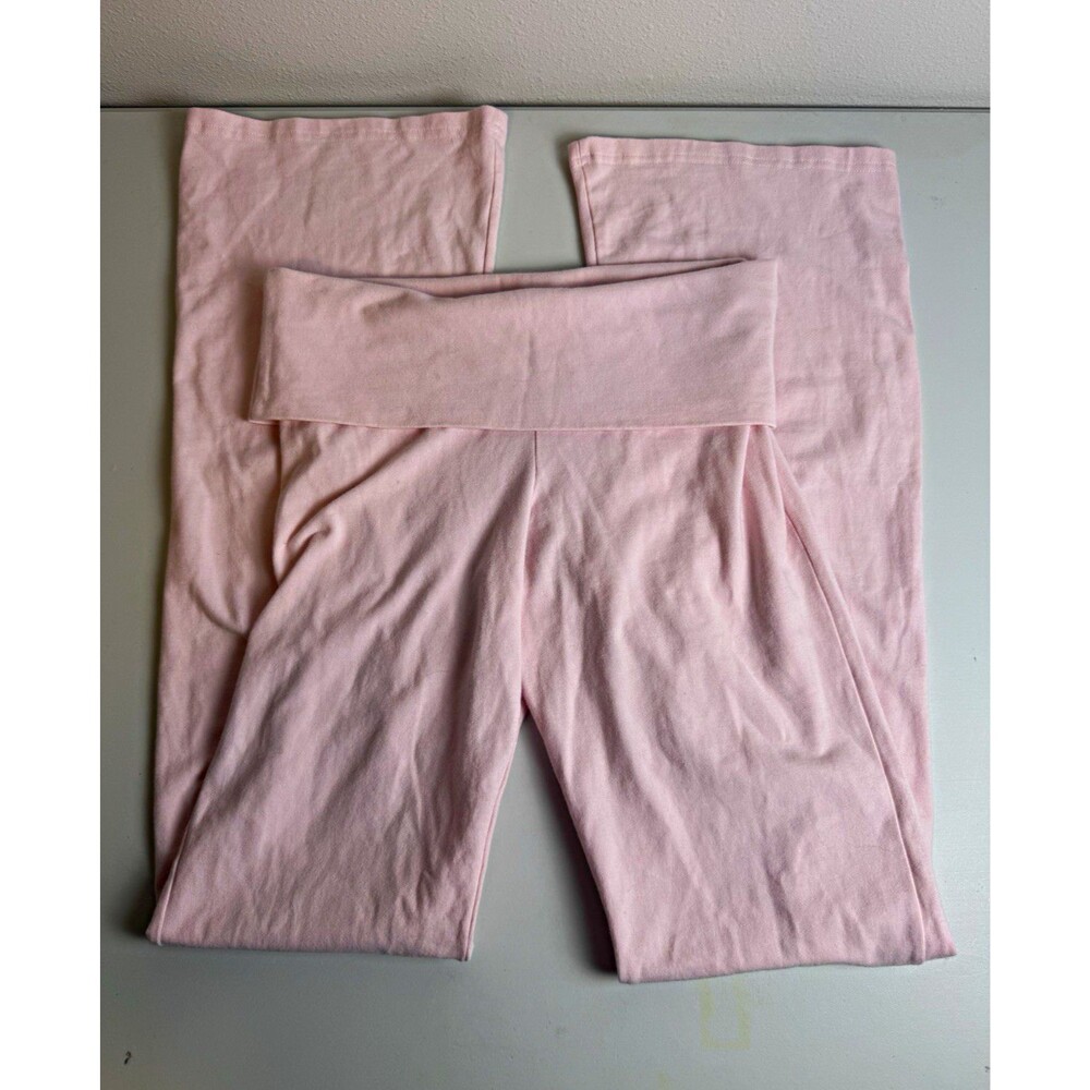John Galt Pink Solid Knit Leggings Cotton Stretch Elastic Waist Yoga